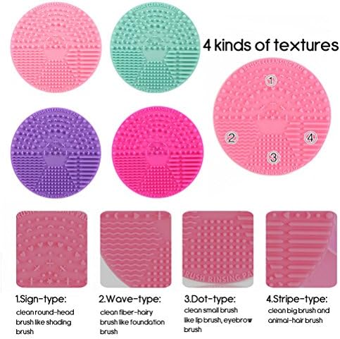 4 Pack Silicone Makeup Brush Cleaning Mat Professional Cosmetic Brush Washing Pad Brush Scrubber with Suction Cup