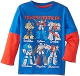 Transformers Little Boys' Character Guide Toddler Long Sleeve Two-Fer T-Shirt, Royal, 2T