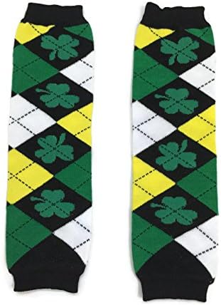 KWC - Black, Yellow &amp; Green Argyle Shamrock Baby Leg Warmer (St Patrick's Day)