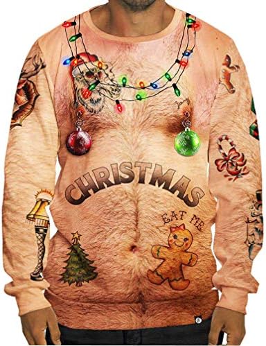 Ugly Christmas Jumpers Unsiex Men's Women's Couples Funny 3D Printed Xmas Sweaters for Sweatshirts Novelty Adult Pullover Tops Long Sleeve Santa T Shirt