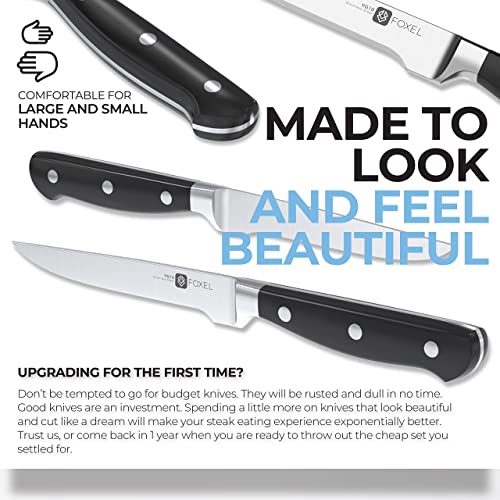 FOXEL Best Straight Edge Steak Knives Knife Set of 4, 8, or 12 Piece