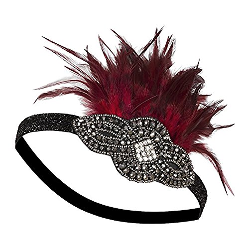 20s Headpiece Feather Vintage 1920s Headband Flapper Great Gatsby Red