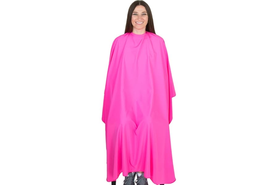 Hair Cutting Cape for Adults – Large Lightweight Water Resistant Salon Cape – Snap Closure – 60in x 57.5in – Hot Pink