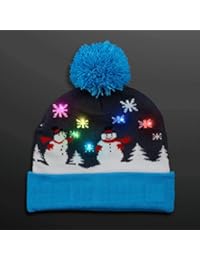 blinkee Multicolor LED Snowy Snowflake Winter Christmas Holiday Snowmen Beanie Hat by