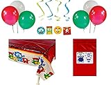 Monster Bash Kid's Birthday Party Decorations (1 Tablecover, 12 Hanging Swirls, 12 Balloons, Bonus Bag) by FX