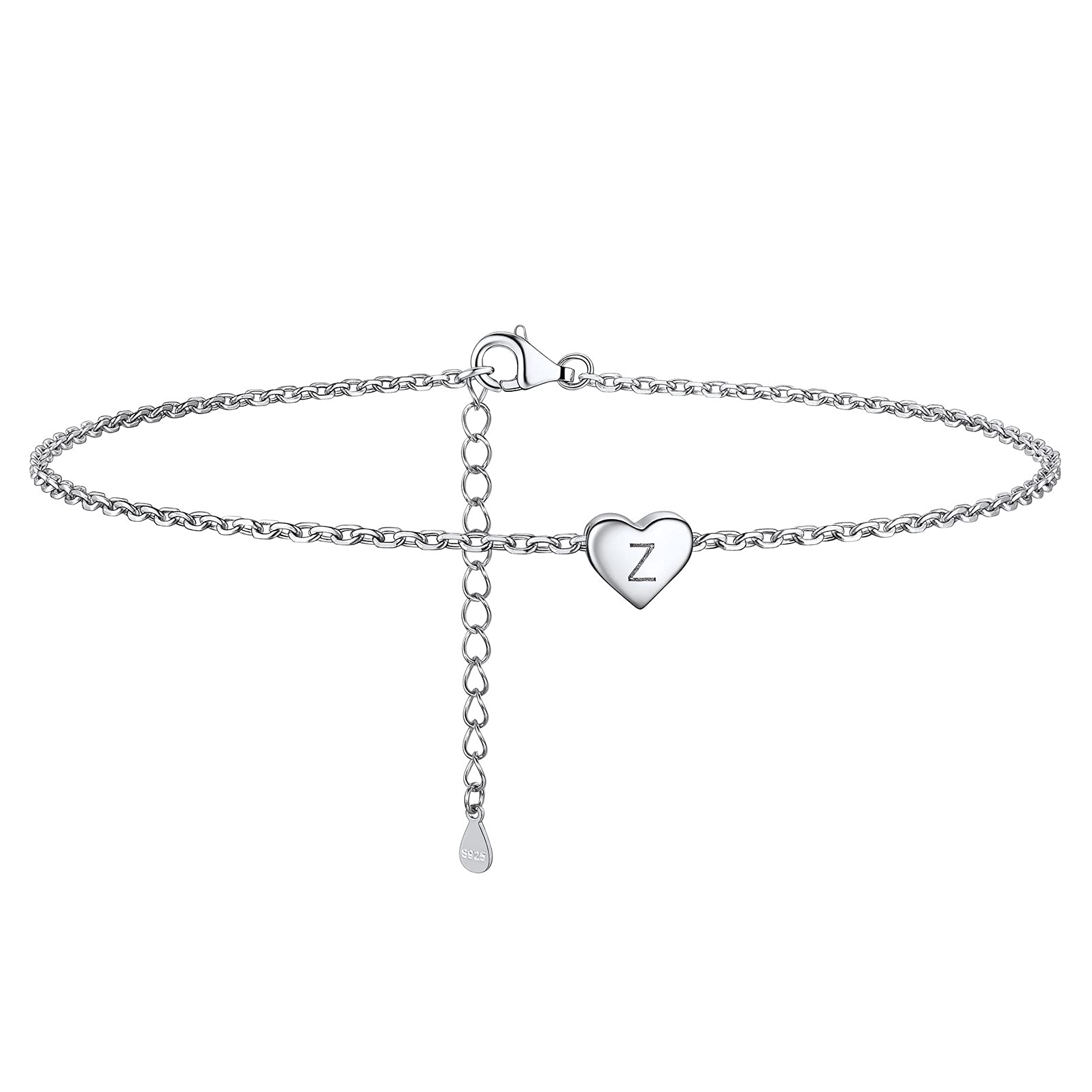 PROSILVER Ankle Bracelets Valentines Anklet Letter Z Silver Anklet Chain Women
