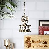 Two Moustaches Peacock Hanging Brass Diya with Bells