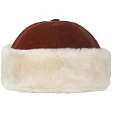 Lukkizara Winter Leather Hat Shearling Sheepskin Fur Beanie Hat