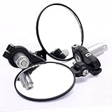 AMAZINEA 2x Universal Motorcycle Billet CNC Aluminum Black Anodized Direct Fit 7/8" Handle Bar End Convex Blindsight Rearview Side Mirror For Cruiser Chopper Touring Standard Street Naked Racing Sport Bike New
