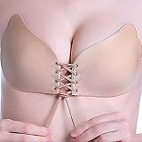 NUOYI Women's Strapless Self Adhesive Silicone Invisible Push-up Bras for Women, with Drawstring