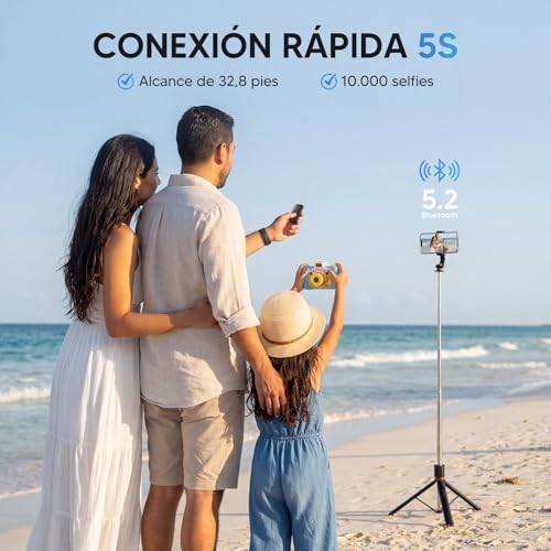 170cm Trípode Bluetooth con Luz de Relleno, Palito Selfie Plegable y Portátil para Viaje, Soporte Extensible para Transmisión en Vivo, Videollamadas y Fotos, Compatible con Todos los Teléfonos Móviles