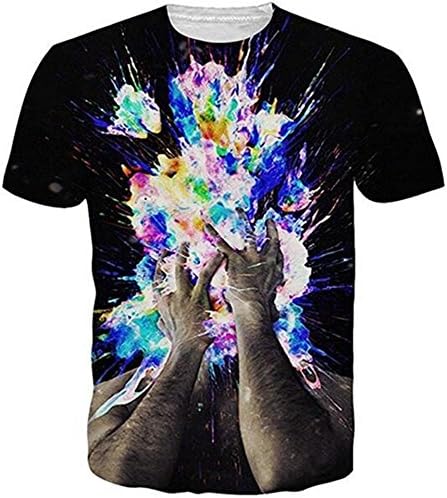 HWHColor Boys Girls 3D colorful Graffiti Shirt Black Graphic Tees Cool