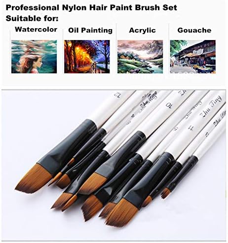 Paint Brush Set Artist Painting Brushes for Art Painting for Watercolors,Acrylics,Inks,Gouache,Oil and Tempera (12pcs Pearl White Angled Paintbrush Set) - Image 4