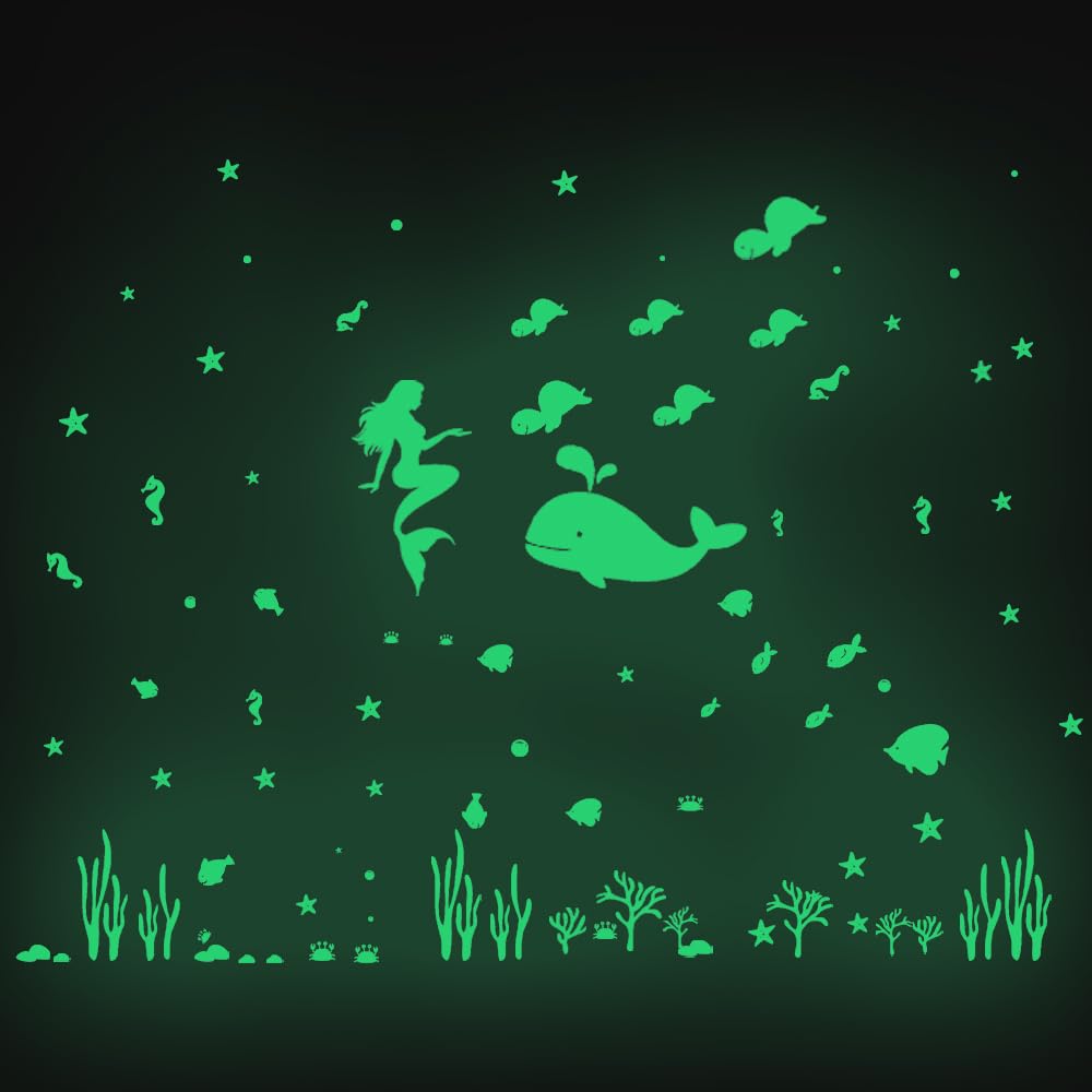 AOMEI Glow in The Dark Sea Animal Stickers for Kids Bedroom, Whale Stickers for Girls and Boys, Waterpro of Wall Stickers Decorations for Bedroom