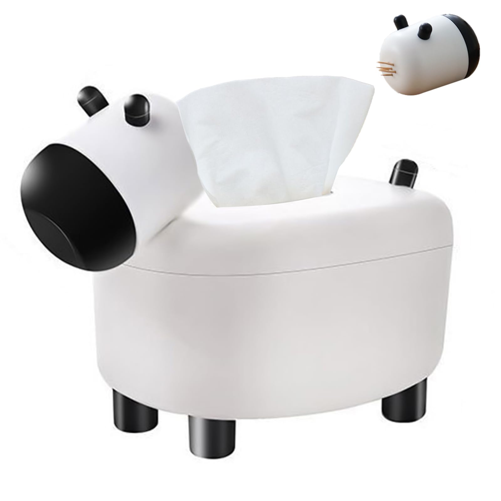 Photo 1 of ***MISSING HEAD***White Cute Cartoon Cow Tissue Box Cover, Facial Tissue Holder and Organizer for Living Room, Bathroom, TV Stand, Car, Office Decor***MISSING HEAD***