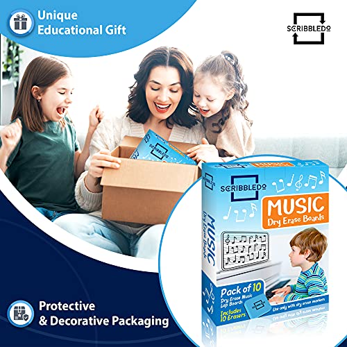 10 Pack Dry Erase Music Staff Lap White Boards 9"X12" l Write Musical