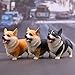 Kimkoala Cute Corgi Dog Figures, 3Pcs Small Lovely Resin Corgi Puppy Toys Model Miniature Figurines for Home Office Desk Car Decoration Ornaments and Kids Gift Brown