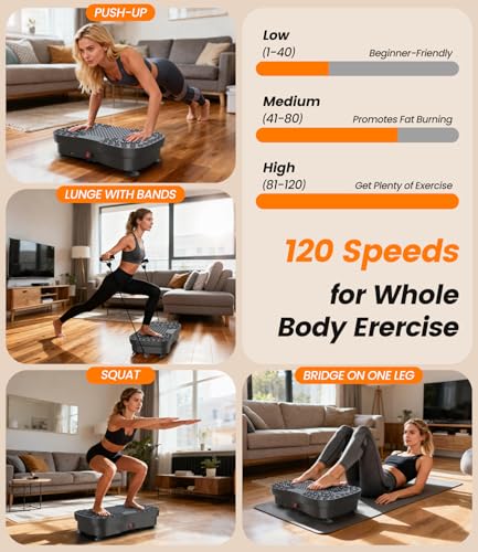 Vibrating Slimming Platform 200 W, 120 Levels, Remote Control, Load Capacity 120 kg – Vibrating Platform for Leg Circulation, Muscle Firming and Recovery – Ideal for Home