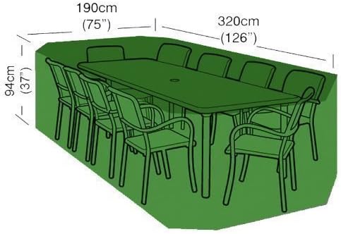 Hamptons Direct Rectangular Patio Set Cover - 8/10 Seat