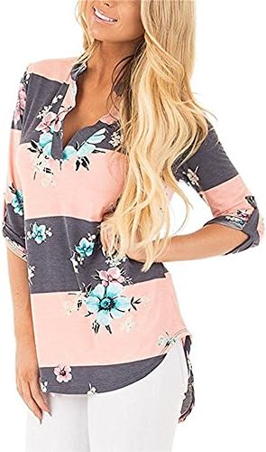 Womens Tops Floral Print Blouses T Shirts Casual Loose Tunic