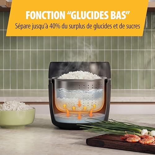 Cuiseur à Riz Numérique avec Fonction Low Carb, 8 Programmes Automatiques, Capacité de 0,6 L de Riz, Commandes Digitales, Facile à Nettoyer, RK-6238