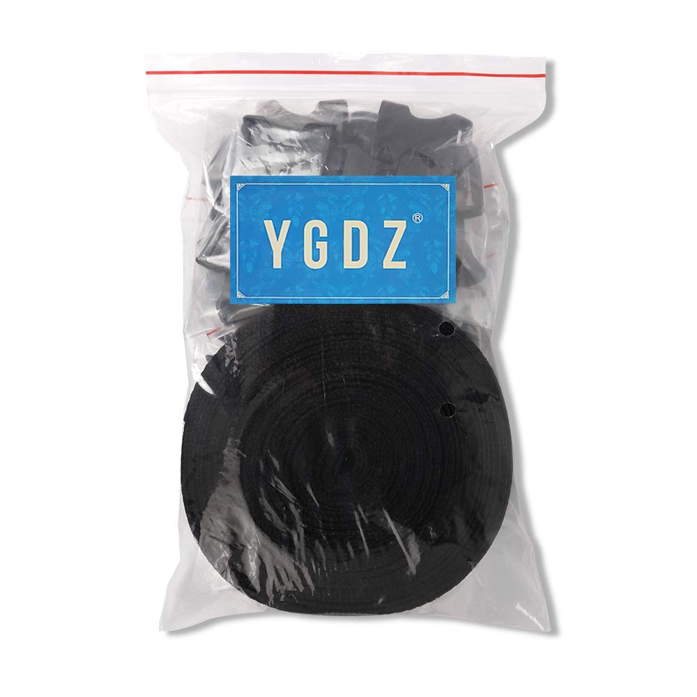 Buckles Strap Set, YGDZ 10 Yards 1 Inch Nylon Webbing Strap with 20 Set Side Release Plastic Buckles for Luggage Strap Backpack Repairing, Black