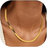 ChainsPro Herringbone Necklace for Women Dainty Flat Snake Chain Layered Choker Necklace Simple Jewelry, Stainless Steel/Gold Plated/Rose Gold Plated/Black, 3/5mm, 12"/15"/18"(Send Gift Box)