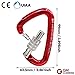 GM CLIMBING Ultra-Light Screw Locking Carabiner CE UIAA Certified Red Pack of 5