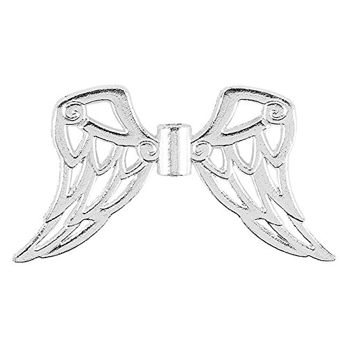 Ideen mit Herz Filigree Angel Wings, Silver, Spacer, Spacer, Tibetan Wings, Pearl Angel, Guardian Angel, Angel Wing Pendants, DIY Jewellery (Design 7, 1.9 cm, Pack of 30)