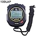 PULIVIA Sports Stopwatch Timer Lap Split Memory Digital Stopwatch, Countdown Timer Pace Mode 12/24 Hour Clock Calendar with Alarm, 3 Rows Display Large Screen Water Resistant Battery Included