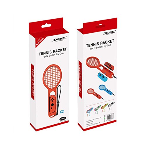 Meedasy Tennis Racket for Nintendo Switch Games, Twin Pack Tennis Racket for N-Switch Joy-Con Controllers for Mario Tennis Aces Games, Accessories for Nintendo Switch (Blue & Red) - Thumbnail 2