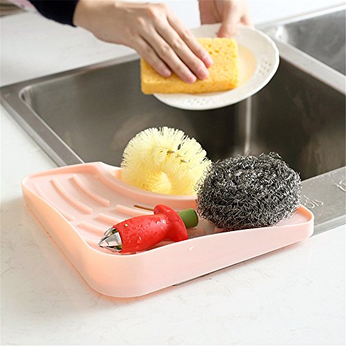 2Pcs Practical Kitchen Sink Corner Storage Rack Sponge Holder Wall Mounted tray kitchen organizer shelf accessories spice rack