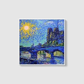 Framed Canvas Home Artwork Decoration Night Canvas Wall Art for Living Room, Bedroom - 16x16 inches
