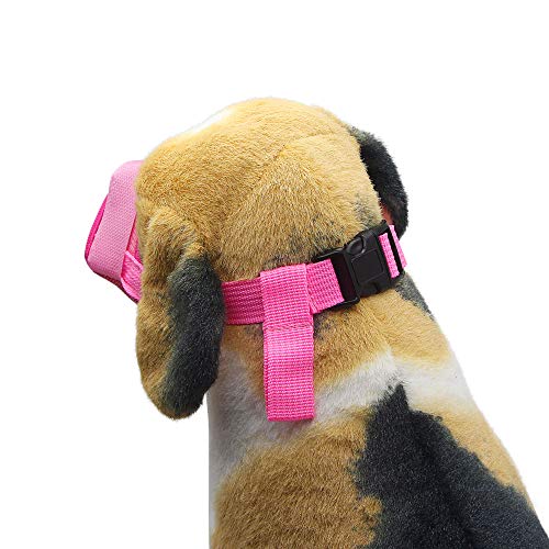 YAODHAOD Nylon Mesh Breathable Dog Mouth Cover, Quick Fit Dog Muzzle with Adjustable Strapsï¼ŒPet Mouth Cover, to Prevent Biting and Screaming to Prevent Accidental Eating (L, Pink)