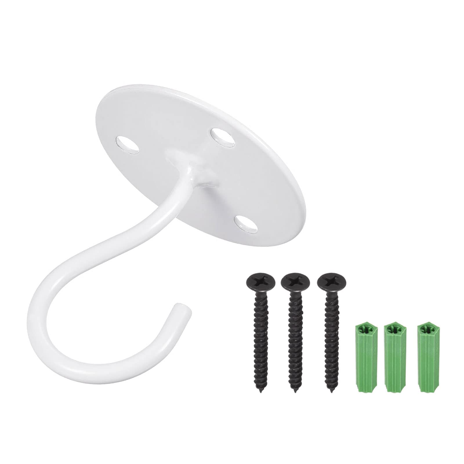 YOKIVE 3 Pcs Ceiling Hanging Hook, Heavy Swag Hook with Round Plate Hanging Plants, Great for Office, Home, Daily Use (White, 2.2x2.5-Inch)