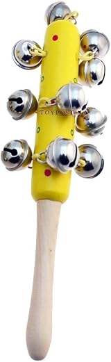 Playwrite Wooden Jingle Stick 10 Bells 21cm Musical Toy Assorted Colours view 4