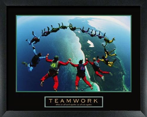 Teamwork Skydiving Variant Framed Motivational Poster