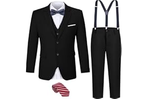 QISUMA Boys Suits Toddler Formal Suit Set Kids Ring Bearer Outfit for Teen Boys Wedding Tuxedo Communion Dress Clothes
