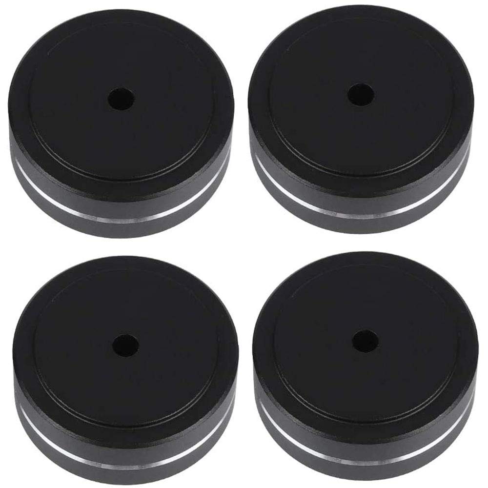 ANCLLO 4Pcs 40x15mm Speaker Isolation Feet Pad Stand, Aluminum Alloy Cone Pad Isolation Base Feet Pads Absorb Shock for Audio Speaker Amplifier (Black)