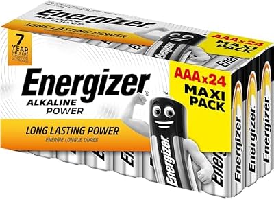 Nergizer - Energia Alcalina, Pack de 24 pilhas AAA 1,5V, longa vida útil para uso diário, sem sulfatações e com até 10 anos de vida útil