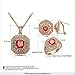 Yoursfs Wine Red Jewelry Set For Women 18k Rose Gold Plated Ruby Necklace Rings Earrings Sets
