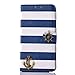 Sannysis Stripes Anchor Rudder Wallet Case For Samsung Galaxy Note 4 (Blue)