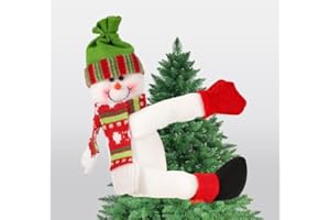 ERWEICET Cute Snowman Christmas Tree Topper Decorations,Unique Fanny Holiday Xmas Hugger Decor for Christmas Tree Wine Curtian Christmas Wreath deocr Christams Gift