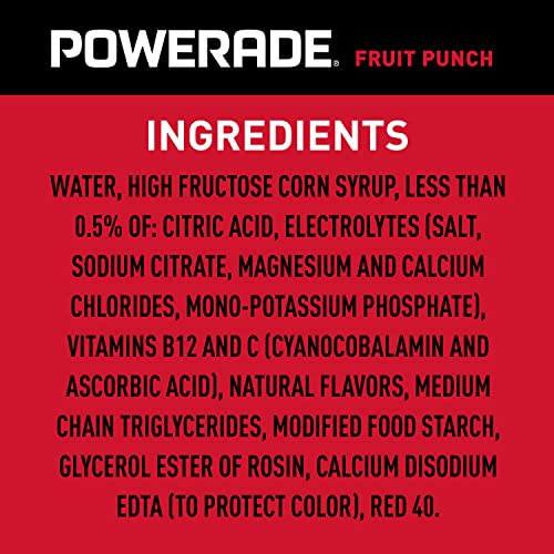 POWERADE FRUIT PUNCH, ELECTROLYTE ENHANCED SPORTS DRINK, 20 FL OZ BOTTLES, 8 PACK