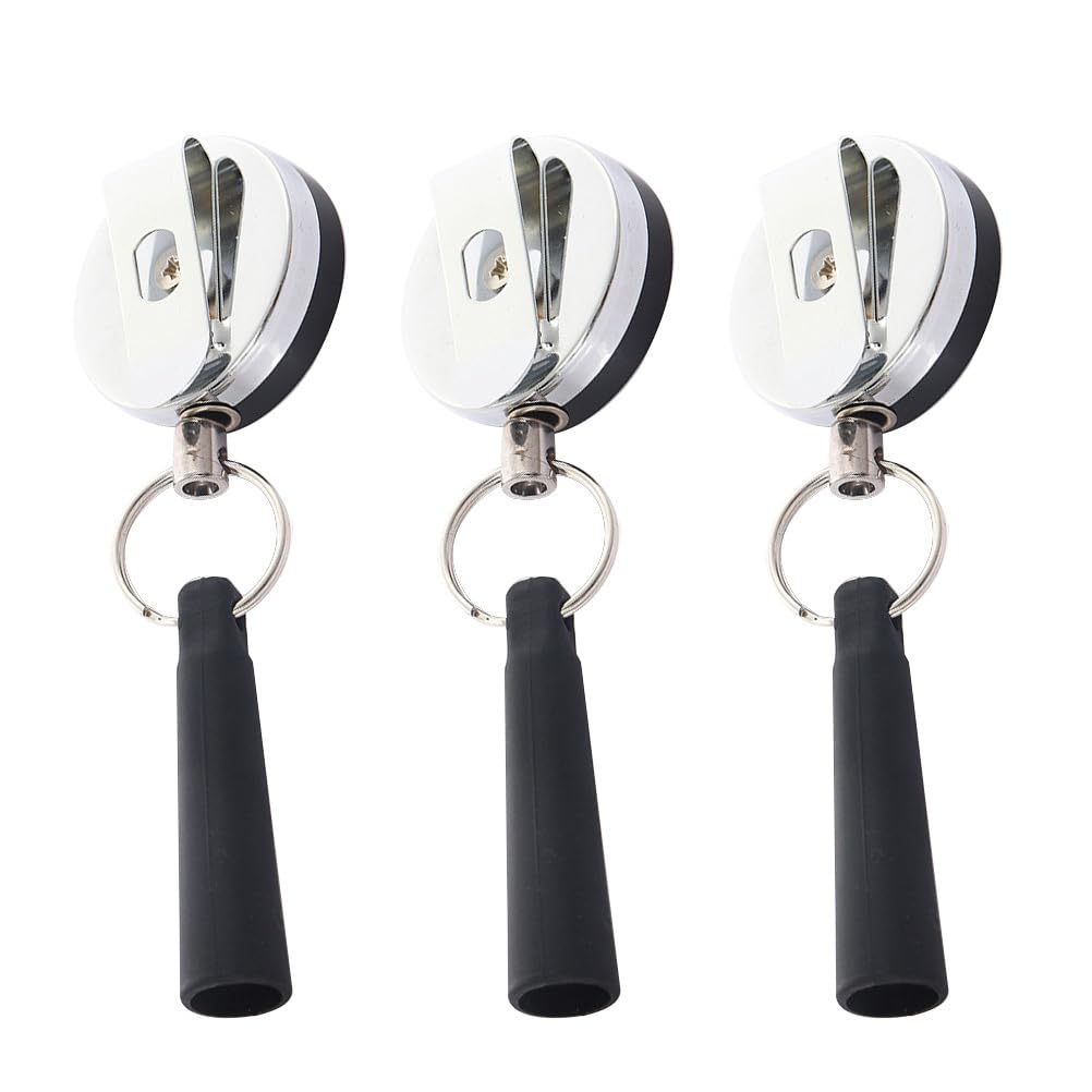 STOBOK 3pcs Retractable Pen Holder Keychain Pen Caps Buckle Type Pen-Cap Metal Bracket Key Chains Retractable Pen Reel Pencil Length Extender Holder Steel Wire Key Ring High Elasticity