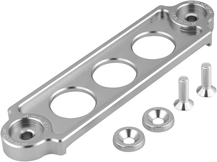 KIMISS JDM Battery Tie Down Car Battery Bracket Car Battery Mounting Bracket Heavy Duty Aluminum Car universal Battery Tie Down Bracket Hold Lock Anodized for CRX (Silver)