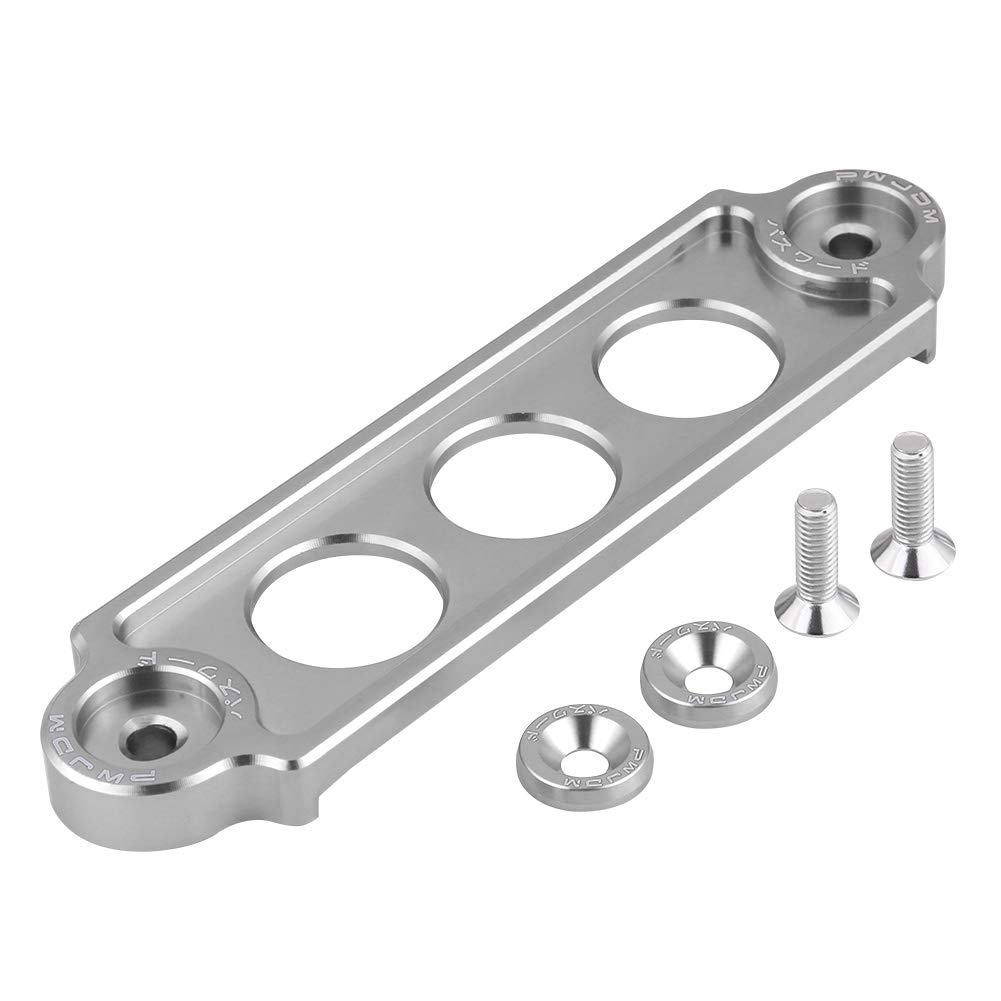 KIMISS JDM Battery Tie Down Car Battery Bracket Car Battery Mounting Bracket Heavy Duty Aluminum Car universal Battery Tie Down Bracket Hold Lock Anodized for CRX (Silver)