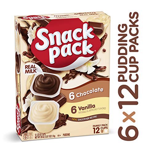 Snack Pack Chocolate and Vanilla Pudding Cups Family Pack, 12 Count, 6