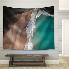 Eagle Eye View of Seashore,Beautiful Landscape - Fabric Wall Tapestry Home Decor - 51x60 inches