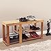 HOMFA Bamboo Shoe Rack Bench 3-Tier, Entryway Storage Organizer with Seat, Shoe Shelf for Boots, Multi Function Furniture for Hallway, Bathroom, Living Room, Corridor Natural Color